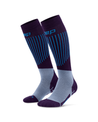 Męskie skarpety kompresyjne na zimę Ski Ultralight CEP niebieskie