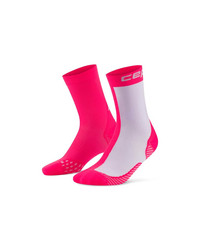Damskie skarpety kompresyjne do połowy łydki Core Run edycja Half & Half CEP różowy