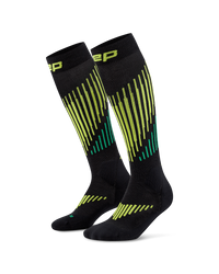 Długie skarpety kompresyjne dla kobiet z wełną Merino czarne Core Run CEP