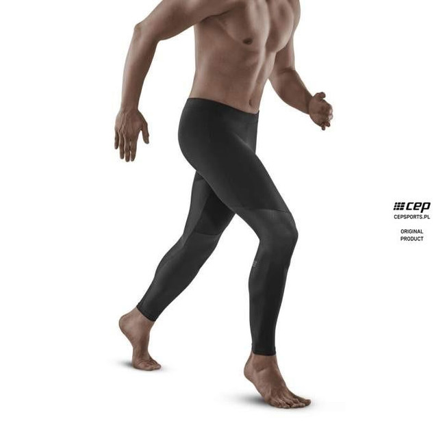 Męskie długie legginsy sportowe do biegania CEP Ultralight czarne